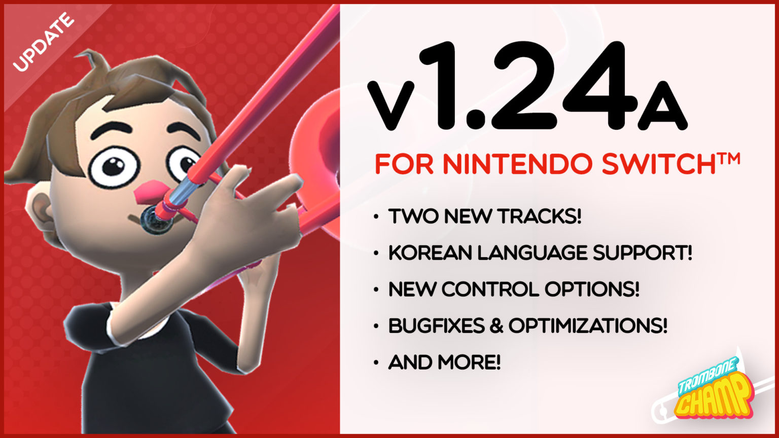 Trombone Champ Version 1.24A comes to the Nintendo Switch™! Holy Wow News