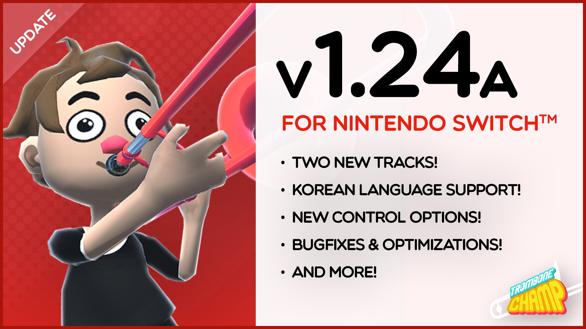 Trombone Champ Version 1.24A comes to the Nintendo Switch™!
