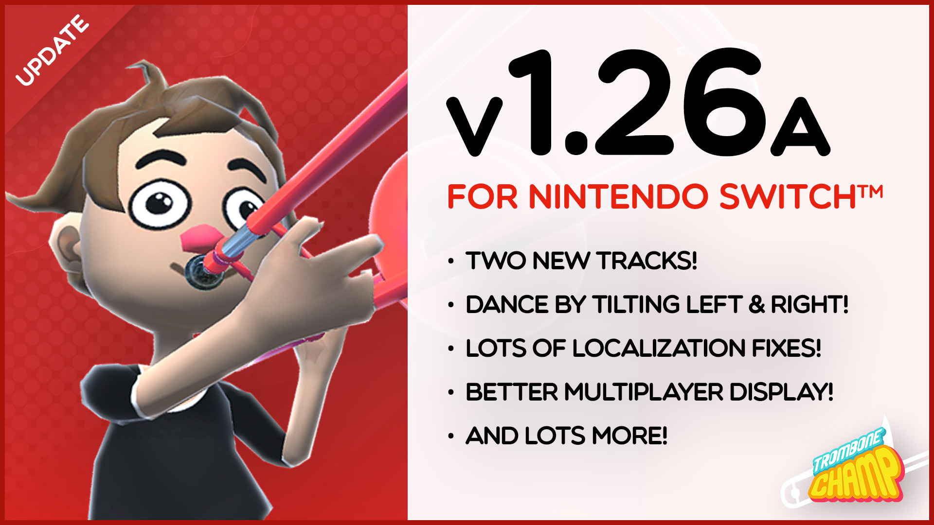Trombone Champ Version 1.26A comes to the Nintendo Switch™!